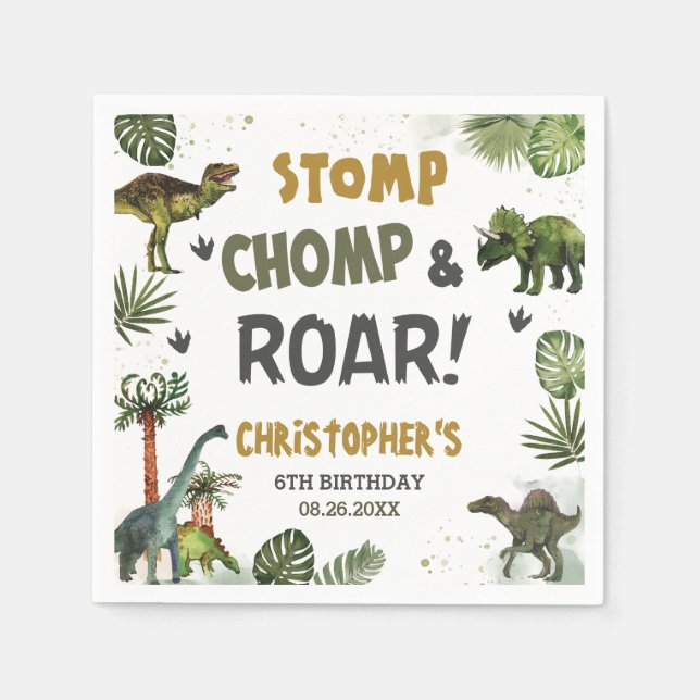 Cool Dinosaurs Jurassic Boy Birthday Party  Napkins (Front)