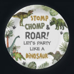 Cool Dinosaurs Jurassic Boy Birthday Party  Paper Plates<br><div class="desc">Personalize these roar-some Dinosaur Birthday Party paper plates with your own wording and details easily and quickly,  simply press the Edit Using Design Tools button to further re-arrange and format the style and placement of the text.  Great for any age!
(c) The Happy Cat Studio</div>