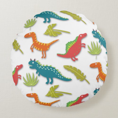 Cool Dinosaurs Pattern Round Pillow