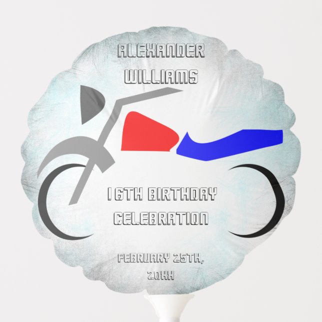 Cool Dirt Bike Masculine 16th Birthday  Balloon (Front)