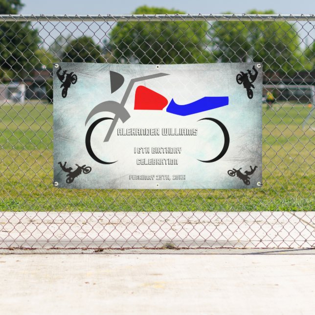 Cool Dirt Bike Masculine 16th Birthday  Banner (Insitu)