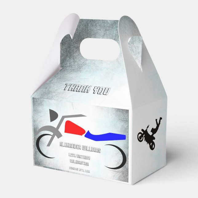 Cool Dirt Bike Masculine 16th Birthday  Favor Boxes (Front Side)