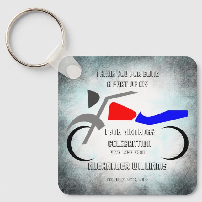 Cool Dirt Bike Masculine 16th Birthday  Keychain (Front)