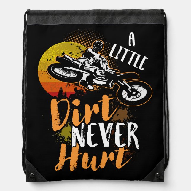 Cool Dirt Bike Motocross Lovers A Little Dirt Drawstring Bag (Front)