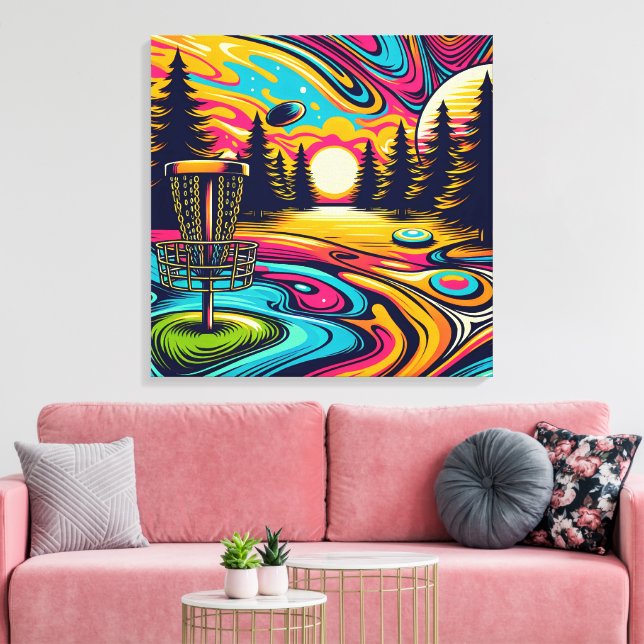 Cool Disc Golf Course at Sunset Canvas Print (Insitu(LivingRoom))
