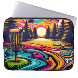 Cool Disc Golf Course at Sunset Laptop Sleeve