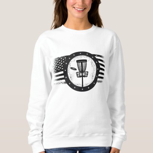 Cool Disc Golf Sport USA Grunge Flag Disc Golf Sweatshirt