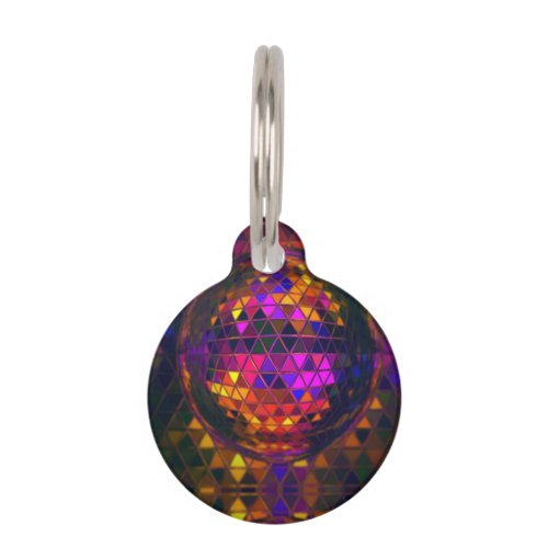 Cool Disco Ball Rainbow Stained Glass Print Pet ID Tag