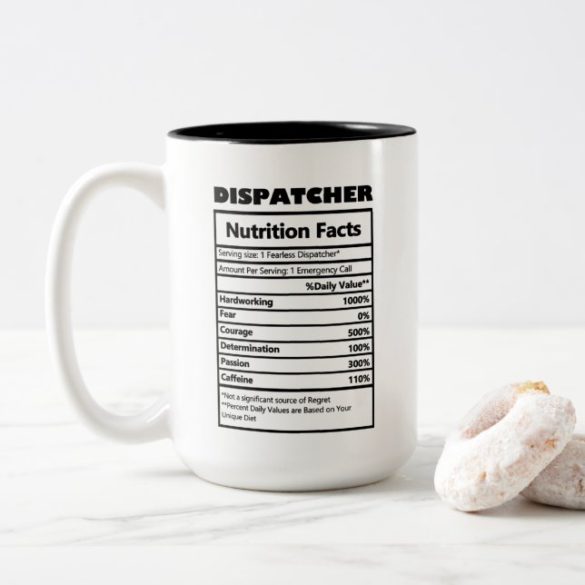 cool dispatcher work facts Two-Tone coffee mug (With Donut)