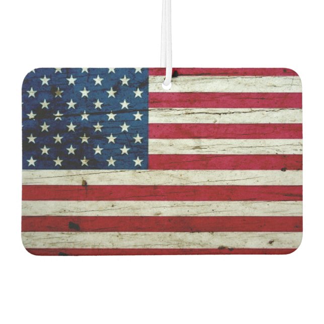 Cool Distressed American Flag Wood Rustic Air Freshener (Front)