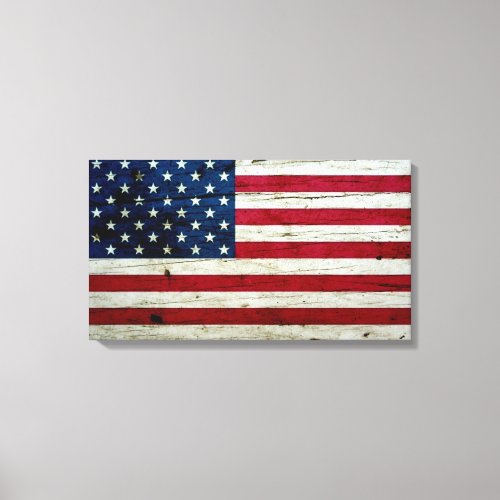 Cool Distressed American Flag Wood Rustic Canvas Print