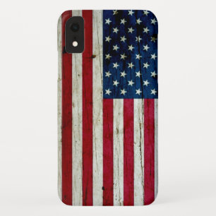 Cool Distressed American Flag Wood Rustic iPhone XR Case