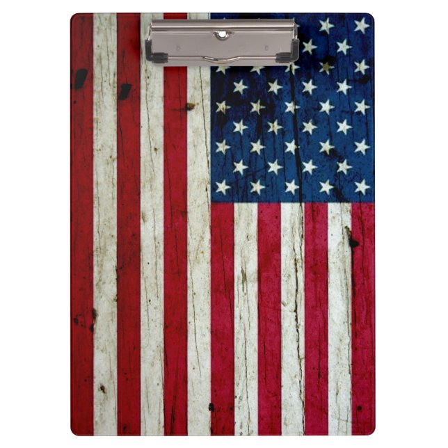 Cool Distressed American Flag Wood Rustic Clipboard (Front)