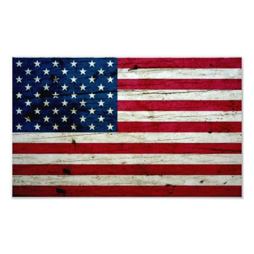 Cool Distressed American Flag Wood Rustic Photo Print