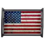 Cool Distressed American Flag Wood Rustic Serving Tray at Zazzle