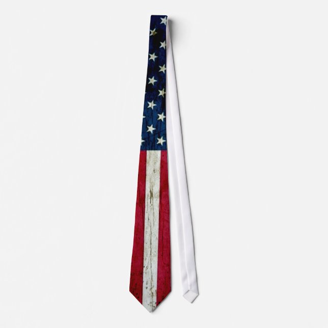 Cool Distressed American Flag Wood Rustic Tie (Front)