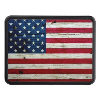 Cool Distressed American Flag Wood Rustic Tow Hitch Cover by SnappyDressers at Zazzle