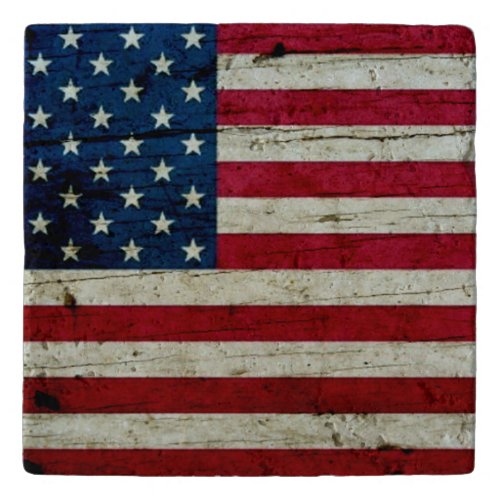 Cool Distressed American Flag Wood Rustic Trivet