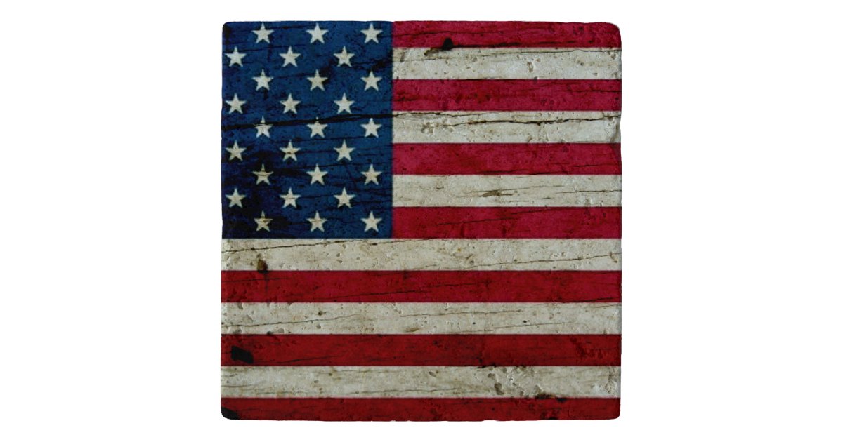 Cool Distressed American Flag Wood Rustic Trivet Zazzle