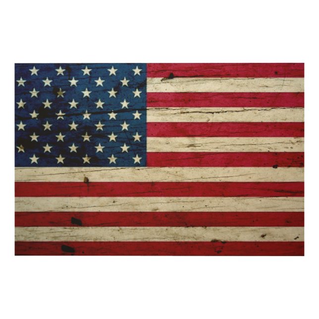 Cool Distressed American Flag Wood Rustic Wood Wall Decor (Front)