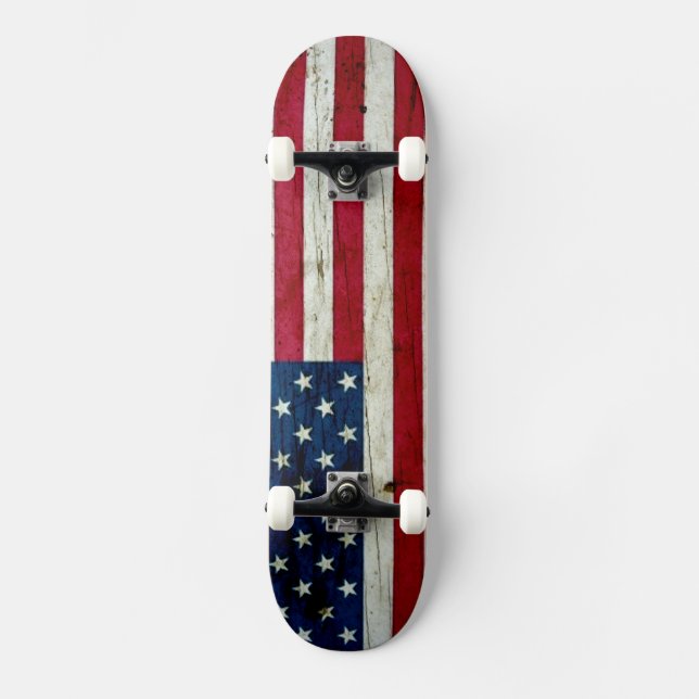 Cool Distressed American Flag Wood Skateboard Deck (Front)