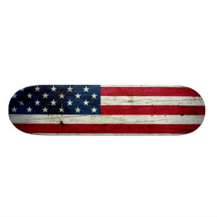 Cool Distressed American Flag Wood Skateboard Deck