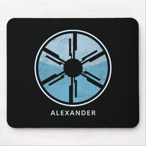 Cool Distressed Cosmic Space Blue Ombre SciFi Desk Mouse Pad