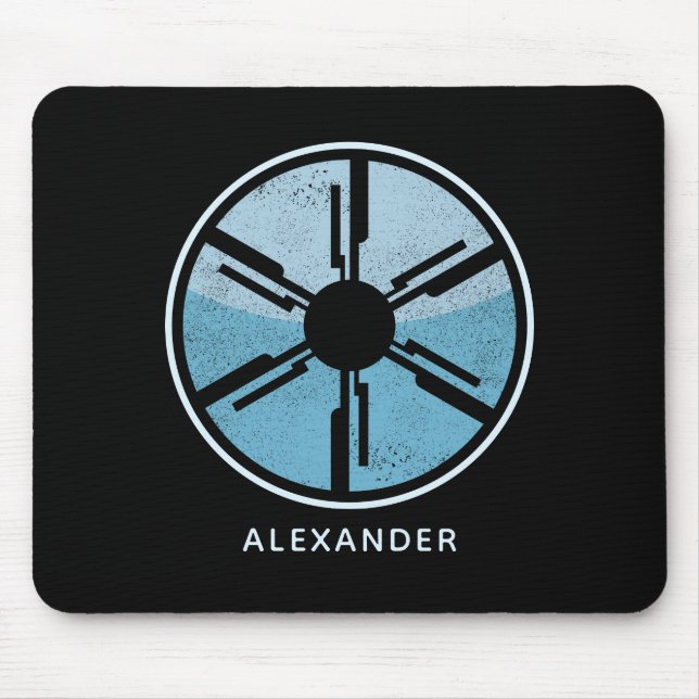 Cool Distressed Cosmic Space Blue Ombre SciFi Desk Mouse Pad (Front)