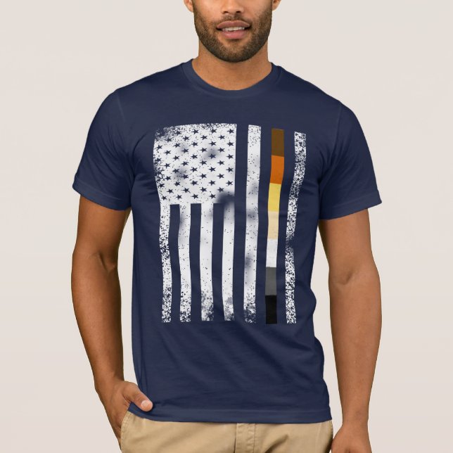 Cool Distressed Gay Bears Pride Flag T-Shirt (Front)