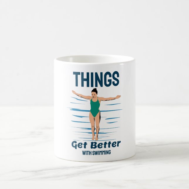 Cool Diving - Things Get Better With Swimming Coffee Mug (Center)
