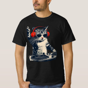 Cool DJ Cat , Funny Cat With Headphones , Stylish T-Shirt
