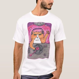 Cool Dj Cat Marker Art Illustration