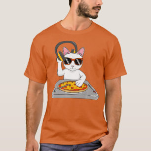Cool DJ Cat Pizza Gift For Men Women Boys Funny T-Shirt