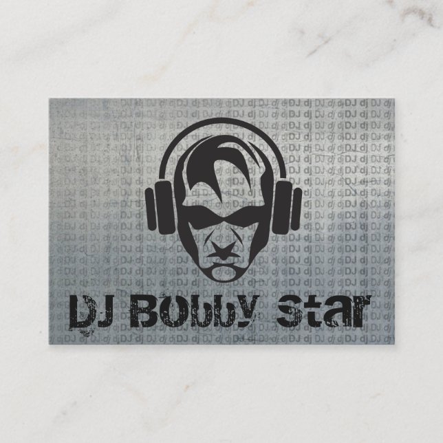 Cool dj face logo on metalic business card (Front)