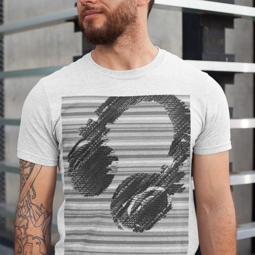 Cool dj Headphone Grayish Music T_Shirt