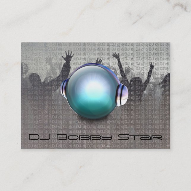 Cool dj metalic business card with 3D DJ logo. (Front)
