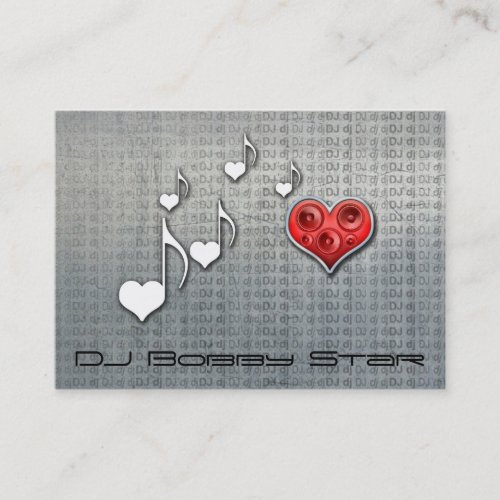 Cool dj metalic love music business card