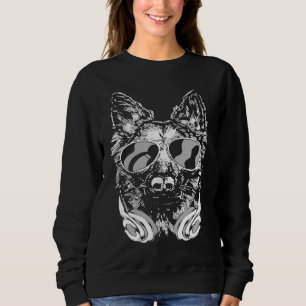 Cool DJ Shepherd Dog with Sunglasses Headphones an Sweatshirt