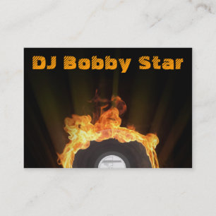 Cool dj vinyl on fire business card