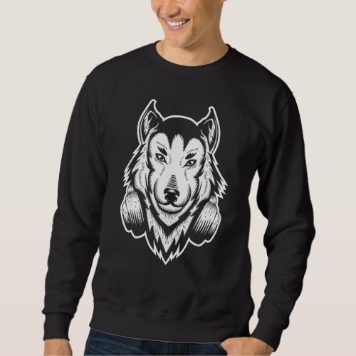Cool Dj Wolf 80s Turntable Discjockey Party Sweatshirt