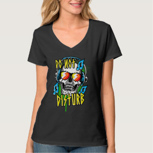 Cool Do Not Disturb Listening To Music Skull Boys T-Shirt