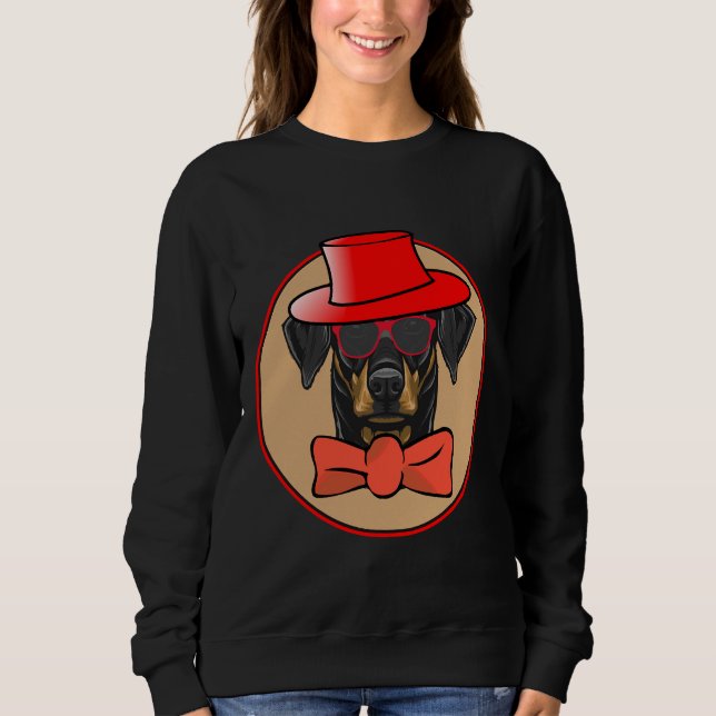 Cool Doberman Pinscher In Hat Bowtie And Shades Es Sweatshirt (Front)