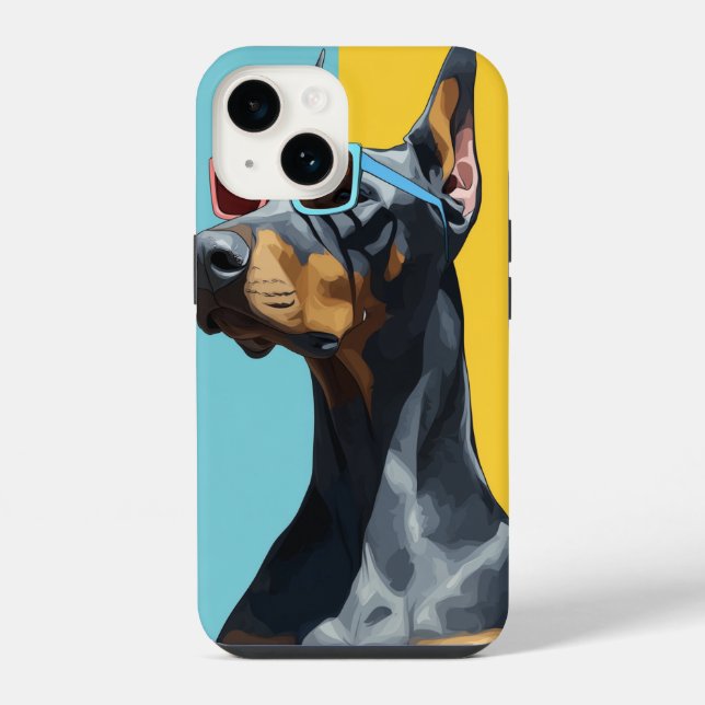 Cool Doberman with sunglasses iPhone Case (Back)