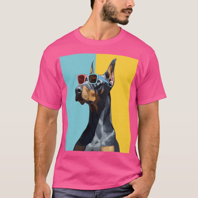 Cool Doberman with sunglasses T-Shirt (Front)