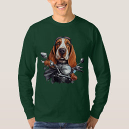 Cool dog biker, cute basset hound dog driver T-Shirt