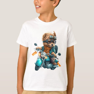Cool dog biker, cute Yorkshire terrier dog driver T-Shirt