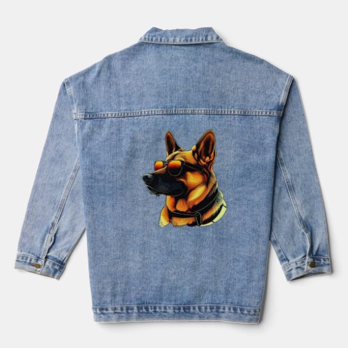 Cool Dog Face with Sunglasses  Denim Jacket