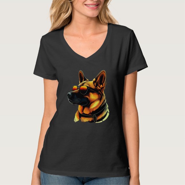 Cool Dog Face with Sunglasses T-Shirt (Front)