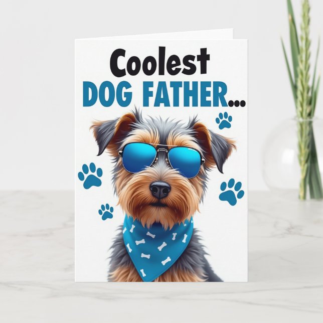 Cool Dog Father Paw Prints Card (Front)