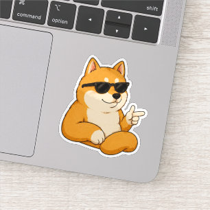 Cool Dog Finger Guns Meme Sticker